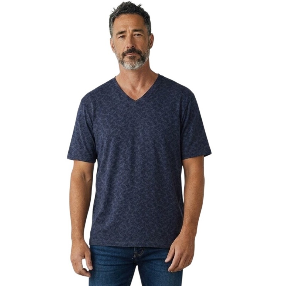 Robert Barakett Pima Cotton Men size XXL V-neck Short Sleeve Casual Preppy Shirt